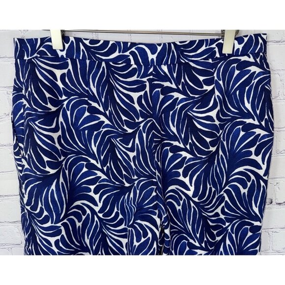 NWOT H&M Women’s Size 10 Blue High Rise Wide-Leg Printed Flat Front Pants - Picture 8 of 8